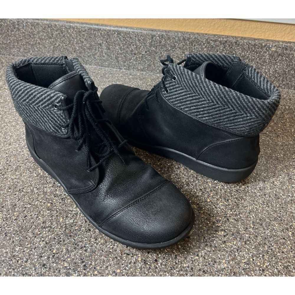 Clarks Cloudsteppers Lace Up Ankle Boots Black Synthetic Womens 12 Comfort Shoes